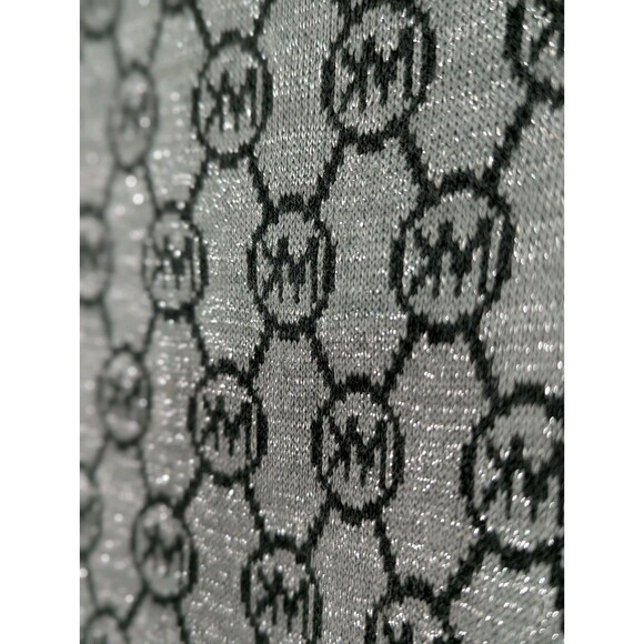 Michael Kors Womens Knit Scarf Gray Black Metallic Reversible Monogram Logo - Picture 6 of 6